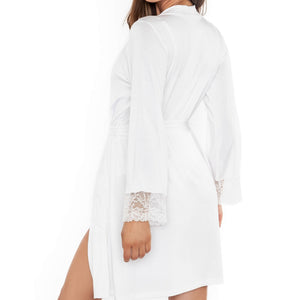 modal robe with lace trim