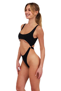one-piece swimsuit with rings